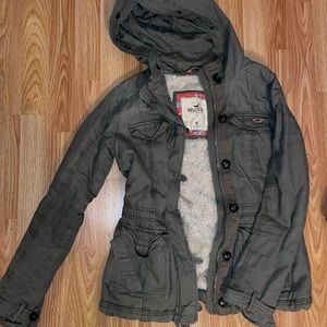 army green fur lined jacket